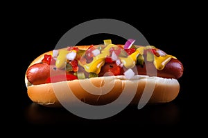 Whimsical Stylized Photo of Hot Dog with Playfully Exaggerated Details