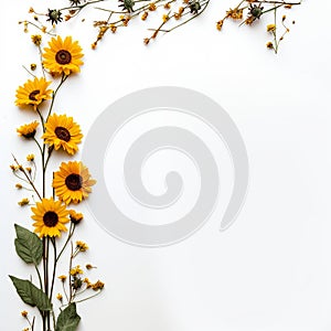 Whimsical Sunflower Delight Open White Space