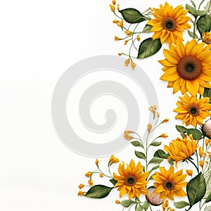 Whimsical Sunflower Frame Simple Beauty