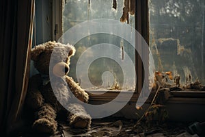 Whimsical Teddy bear window. Generate Ai