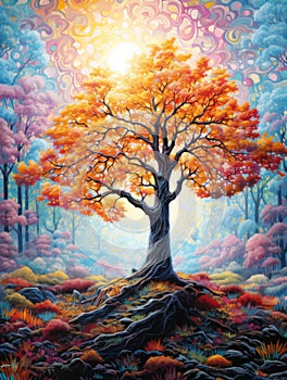 Whimsical Tree Painting