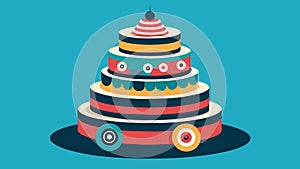 A whimsical twist on the classic wedding cake with each layer designed as a different record from the happy couples