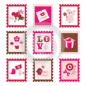 Whimsical Valentine`s Day Stamps Set