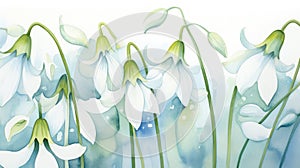 Whimsical Watercolor Snowdrop Petals Hanging Delicately AI Generated