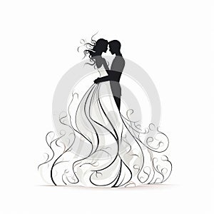 Whimsical Wedding Silhouettes Fluid Lines And Delicate Coloring photo