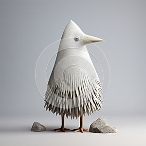 Whimsical White Paper Bird Figurine With Inventive Character Designs