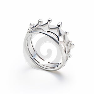 Whimsical White Silver Crown Ring With Ultra Detailed Design
