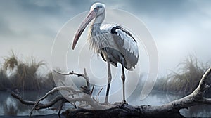 Whimsical Wildlife Photography: Fantasy Stork In White