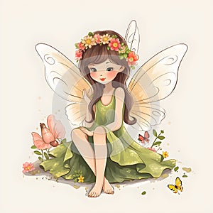Whimsical winged charmers, colorful clipart of adorable fairies with playful wings and flower accents