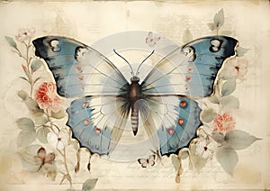 Whimsical Wings: A Delftware Deity in Peacock Blue and Red Tones photo
