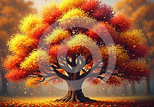 Whimsical winter scene with five gnomes in a snowy forest. Two gnomes sit by a