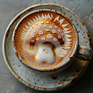 Whimsical Wonder: A Delightful Blend of Mushroom Top Cup Coffee photo