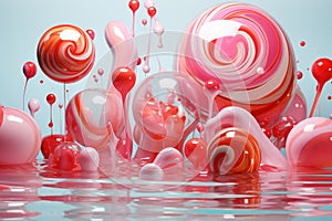 Whimsical Wonders, Abstract Pink 3D Render Unfolds in Colorful Splendor