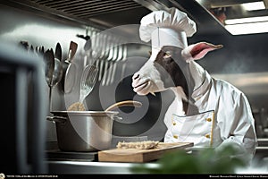 The Culinary Caprine: A Goat Chef in Kitchen Wonderland