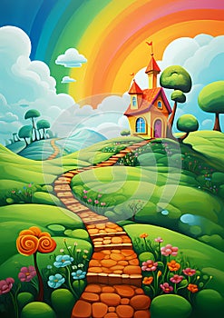 Whimsical World, Road to St Patricks. AI Generated