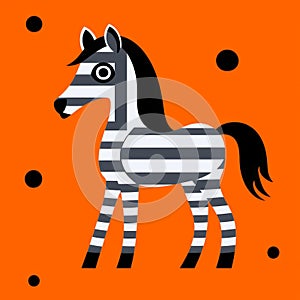 Whimsical Zebra Graphic Pattern On Orange Background