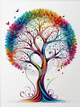 Whimsy in Bloom: Colorful Fantasy Tree Delight