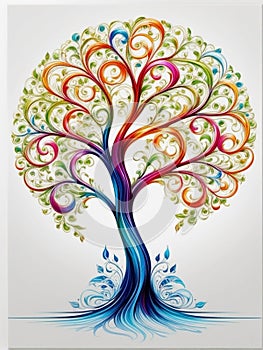 Whimsy in Bloom: Colorful Fantasy Tree Delight