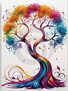Whimsy in Bloom: Colorful Fantasy Tree Delight