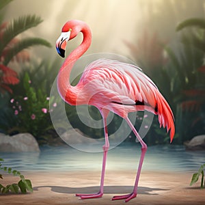 The whimsy of a cartoon flamingo brought to life