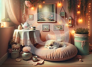 Whimsy and Warmth: A Cozy Tea Time with Puppy Dreams