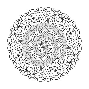 Whimsy in Waves rotate coloring book mandala page for kdp book interior