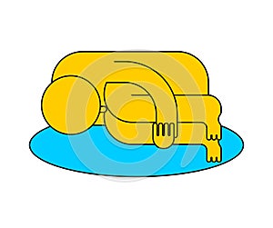 Whiner icon. Sad Man Crying pool of tears. Whiny sign. Moaner symbol. downer sigh-face Vector illustration