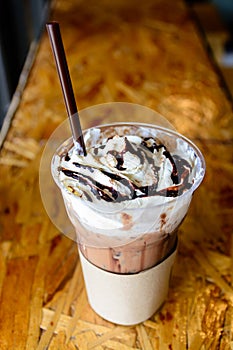 Whip cream ice mocca coffee photo