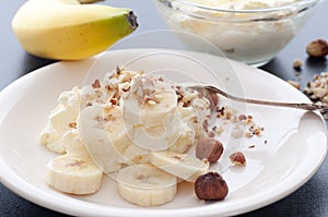 Whipped Cream Banana Hazelnuts