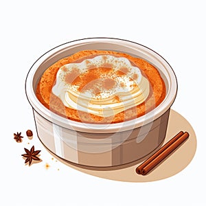 Whipped Cream And Cinnamon Souffle: Delightful Illustration In Warmcore Style photo
