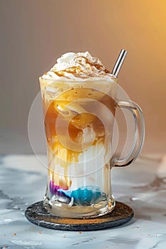 Whipped Cream Coffee Delight with Caramel Syrop