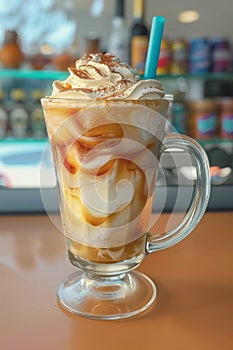Whipped Cream Coffee Delight with Caramel Syrop