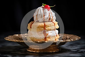 whipped cream dollop on a shortcake biscuit