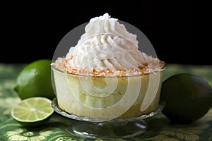 whipped cream dollop on top of key lime pie