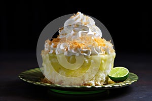 whipped cream dollop on top of key lime pie