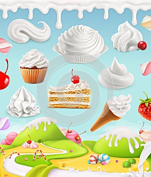 Whipped cream, milk, cream illustration