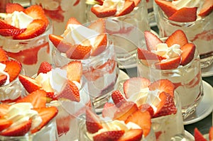 Whipped cream and strawberries dessert