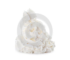 Whipped cream swirl isolated on white background