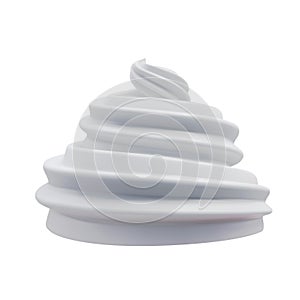 Whipped Cream swirl isolated on white background. 3d realistic vector