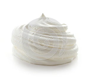 Whipped cream on white background