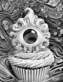 Whipped Cupcake with Spooky Eye
