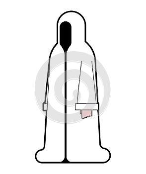 Whire monk isolated. Occultist in hood. Monastic cartoon. friar vector illustration