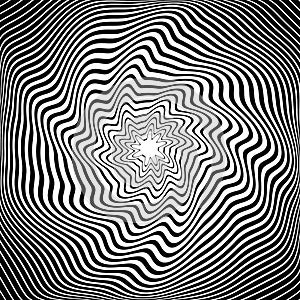 Whirl Motion Illusion in Abstract Op Art Pattern. 3D Effect. Wavy Lines Texture