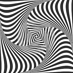 Whirl Rotating Motion and 3D Illusion in Abstract Op Art Design.