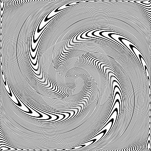 Whirl rotation movement illusion in abstract op art design