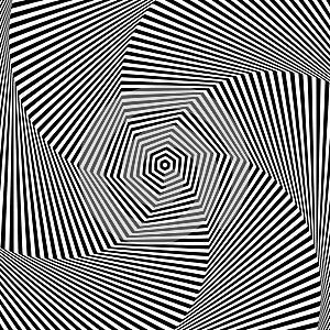 Whirl rotation movement illusion. Abstract op art design