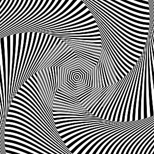 Whirl rotation movement illusion in abstract op art design