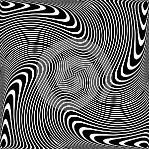 Whirl rotation movement illusion in abstract op art design