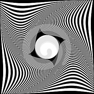 Whirl Twisting Motion Illusion in Abstract Op Art Pattern. 3D Effect