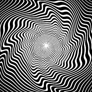 Whirl Twisting Motion Illusion in Abstract Op Art Pattern. 3D Effect. Wavy Lines Texture